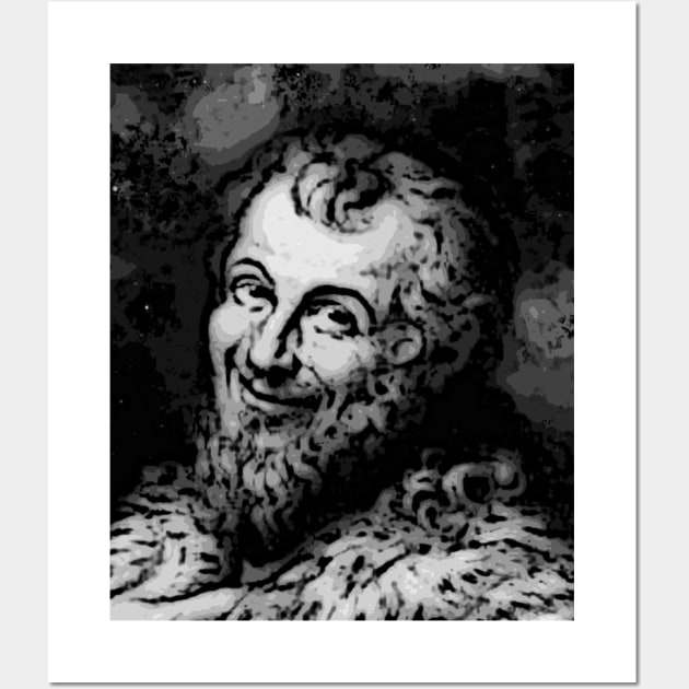 Democritus Black And White Portrait | Democritus Artwork 14 Wall Art by JustLit